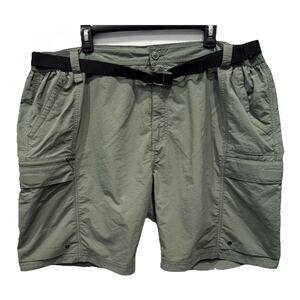Coleman Mens Cargo Shorts Green Size 44-46 2XL Belted Outdoor Hiking Zip Pockets